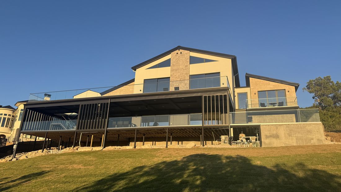 Completed hillside residence