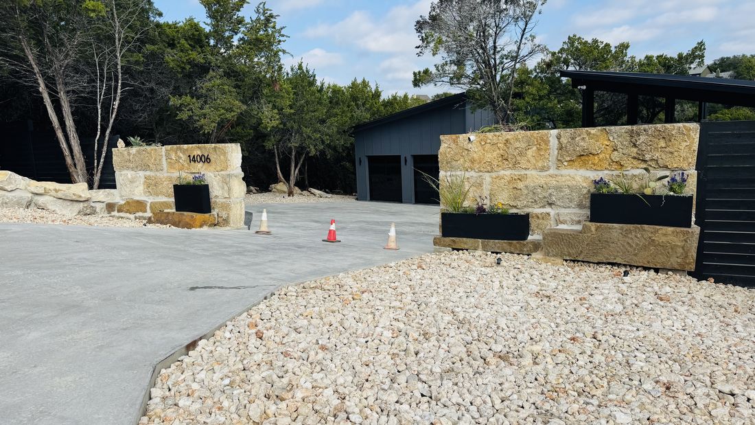Stone & steel entry gate