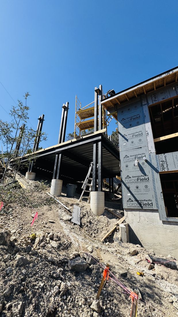 Steel columns on drilled piers